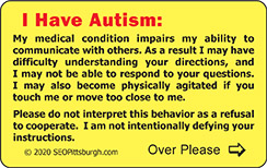 Autism ID Card front